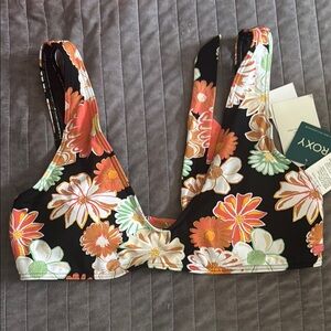 Roxy Black Floral Bikini Top